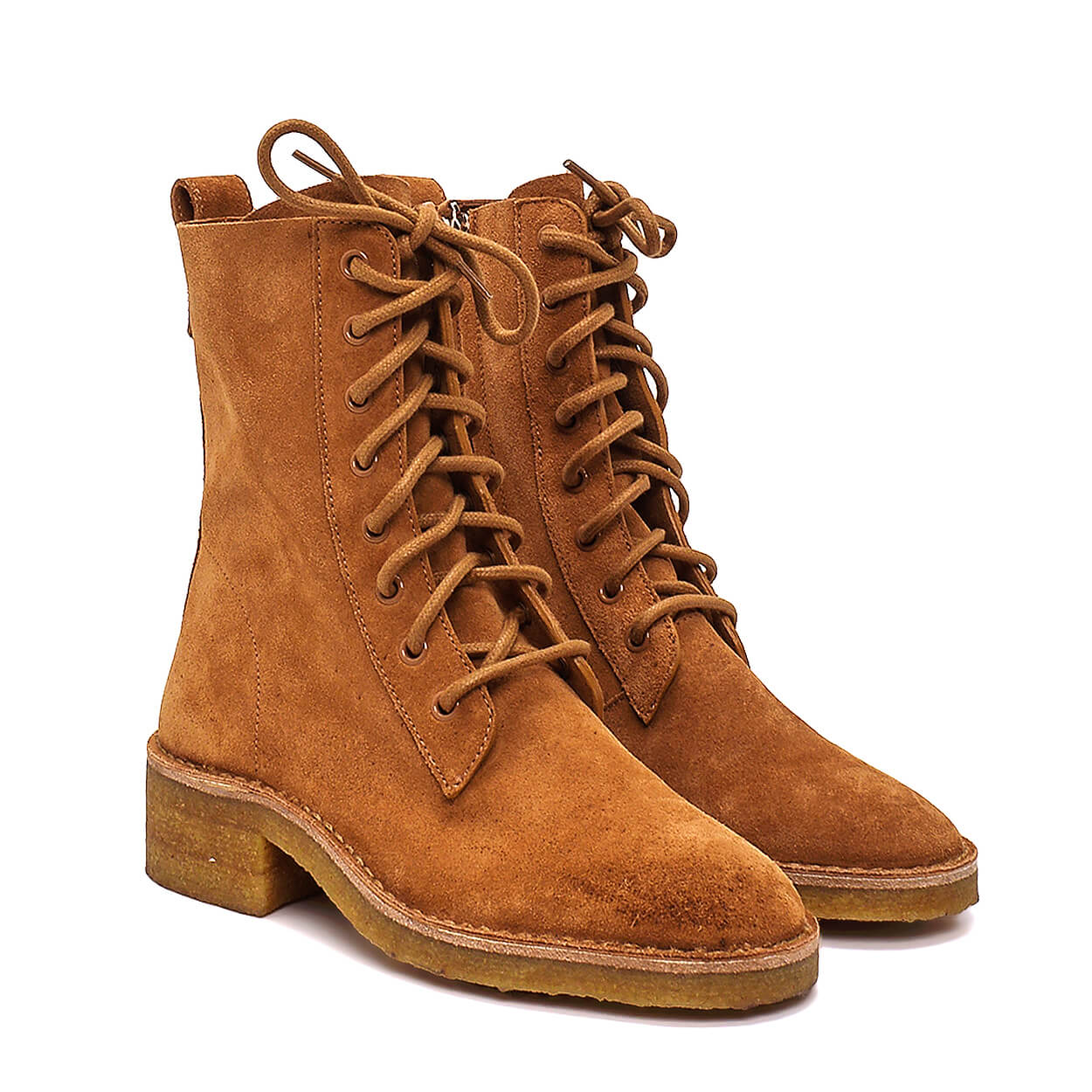 Chloe - Brown Suede Lace Up Boots